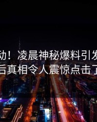 业内轰动！凌晨神秘爆料引发全网震动，背后真相令人震惊点击了解详情