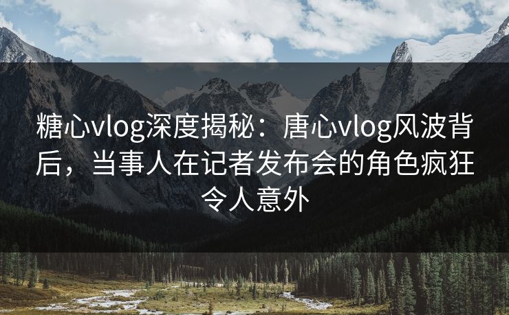 糖心vlog深度揭秘：唐心vlog风波背后，当事人在记者发布会的角色疯狂令人意外