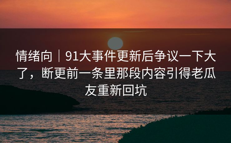情绪向｜91大事件更新后争议一下大了，断更前一条里那段内容引得老瓜友重新回坑